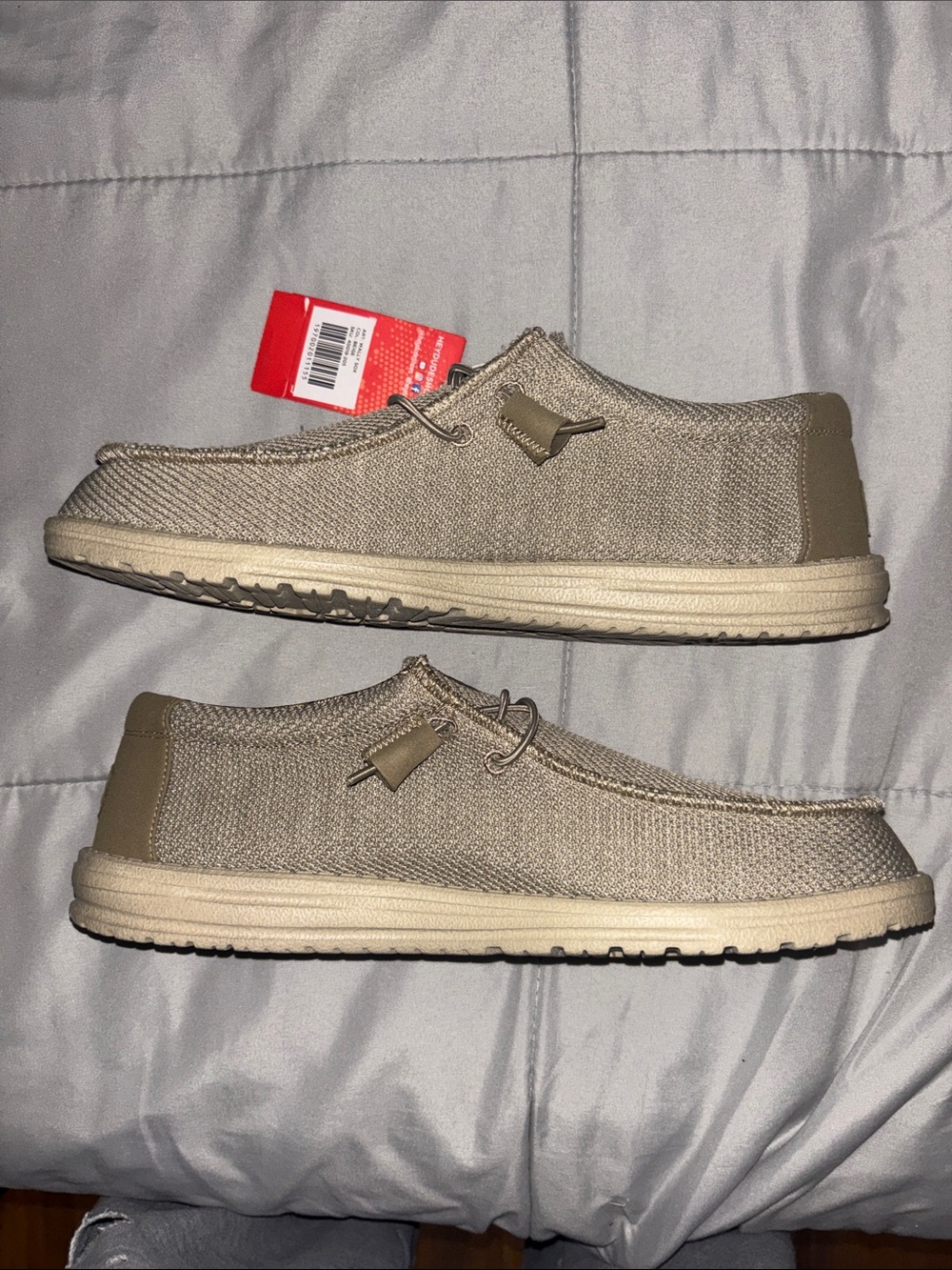 Hey Dude Beige Knit Slip-On Loafers